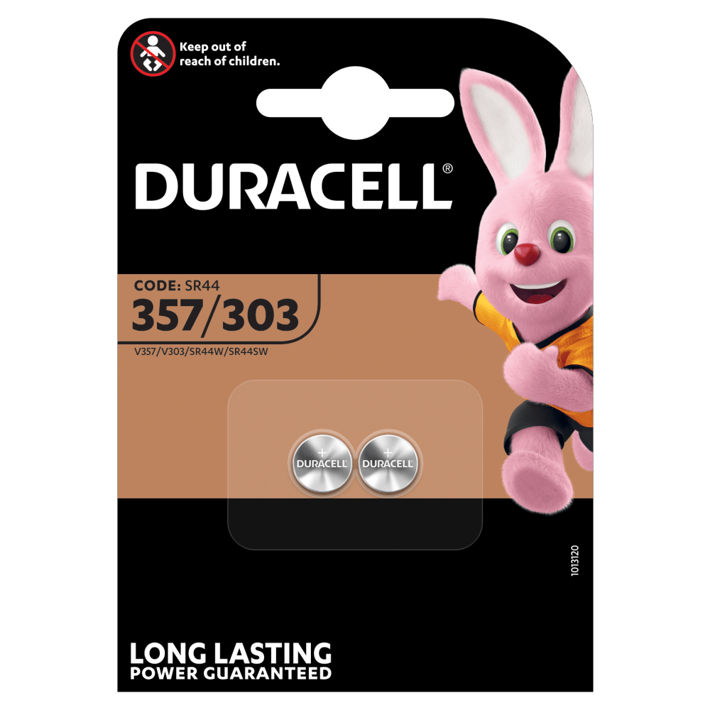 Duracell Specialty 357/303 Silver Oxide coin batteries 2-piece pack
